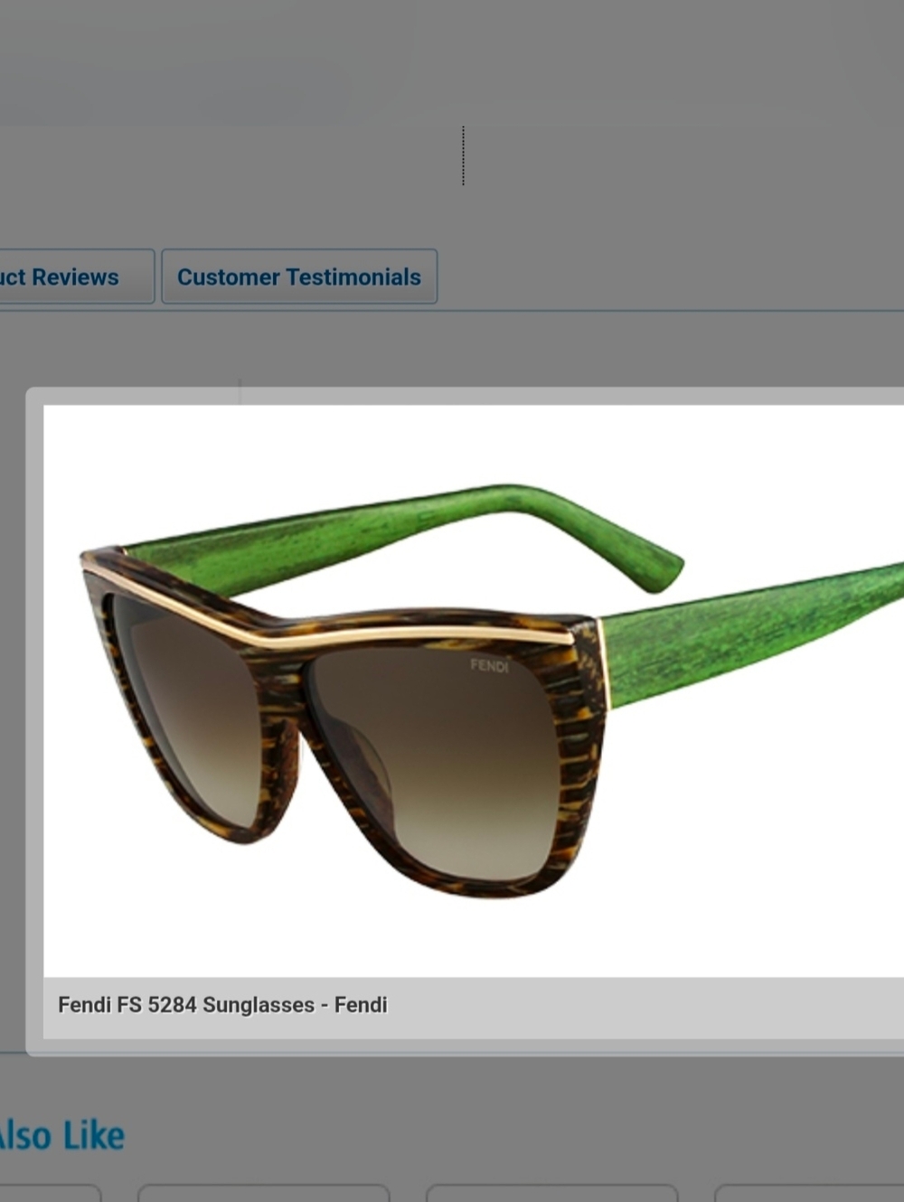 Fendi Tortoiseshell Frame with Green Arms Sunglasses Vintage With Case EUC